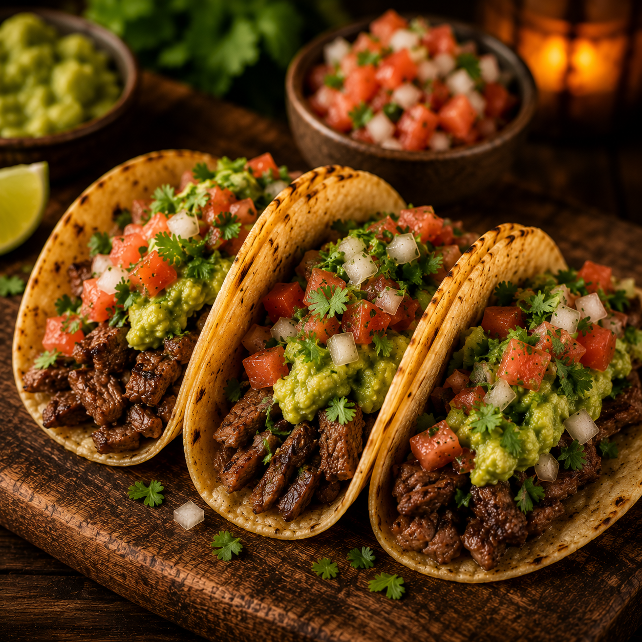 Carne Asada Tacos with Guacamole